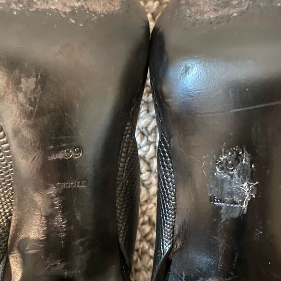 🛑SOLD🛑 Alexander Wang Sonja Heels Size 39 8.5 Black Point Toe Reptile Designer - Picture 11 of 12